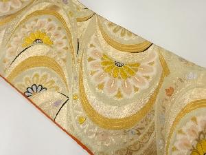 アンティーク　流水に花模様織出し袋帯（着用可）